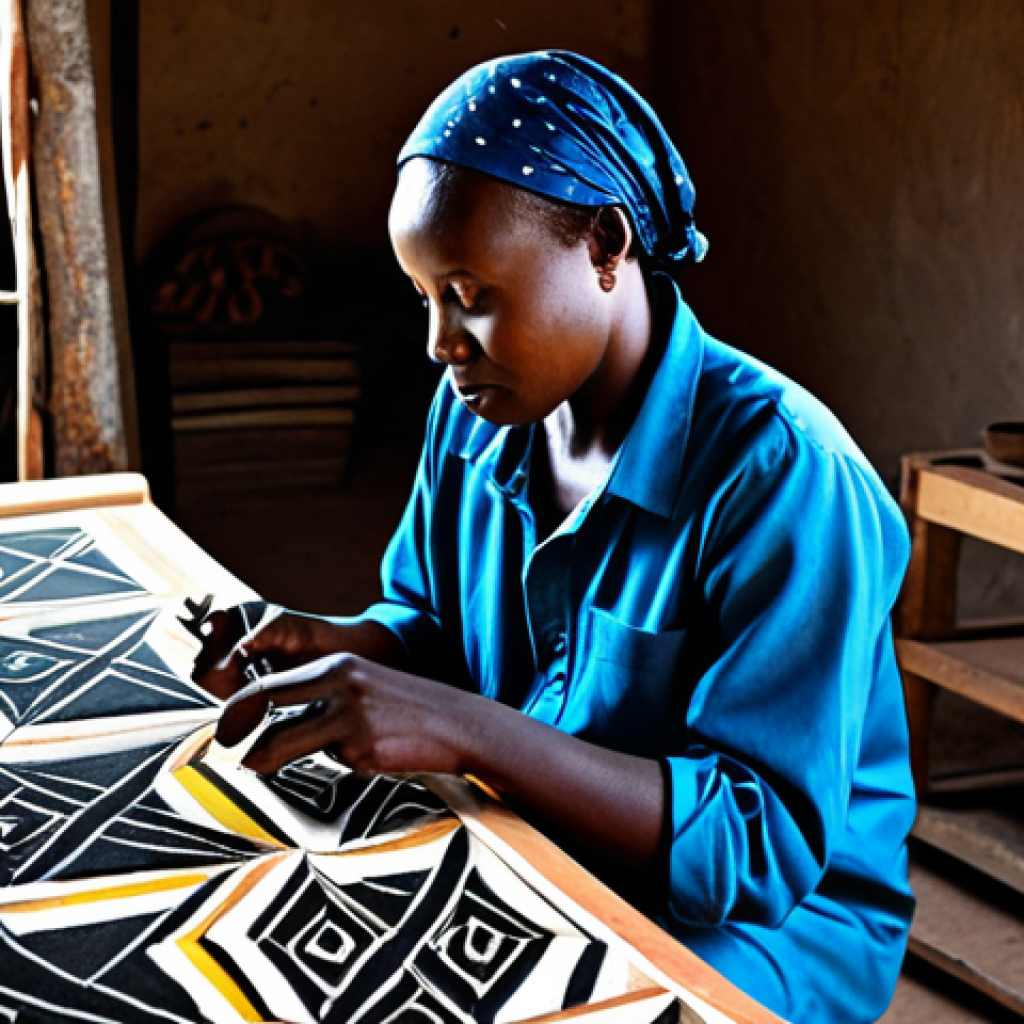 **

"A Rwandan artisan in a workshop, meticulously crafting an Imigongo artwork using traditional methods, geometric patterns, natural pigments, fully clothed, safe for work, appropriate content, perfect anatomy, natural proportions, professional, well-formed hands, proper finger count, modest clothing, family-friendly."

**