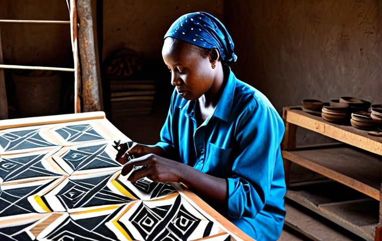 **
"A Rwandan artisan in a workshop, meticulously crafting an Imigongo artwork using traditional methods, geometric patterns, natural pigments, fully clothed, safe for work, appropriate content, perfect anatomy, natural proportions, professional, well-formed hands, proper finger count, modest clothing, family-friendly."
**