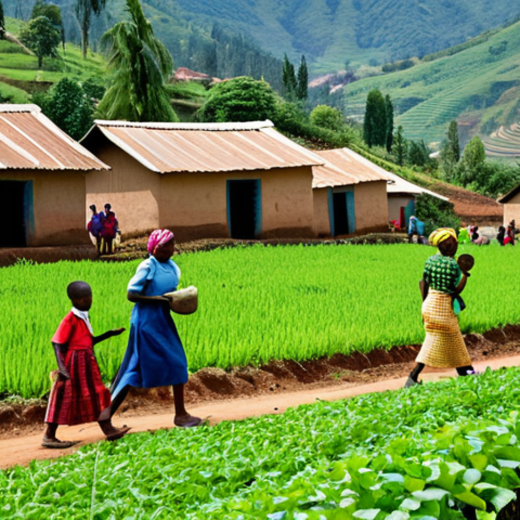 르완다의 주요 사회문제 분석 - Rural Rwandan Village Scene**

"A vibrant, sunny scene of a Rwandan village nestled amongst rolling ...