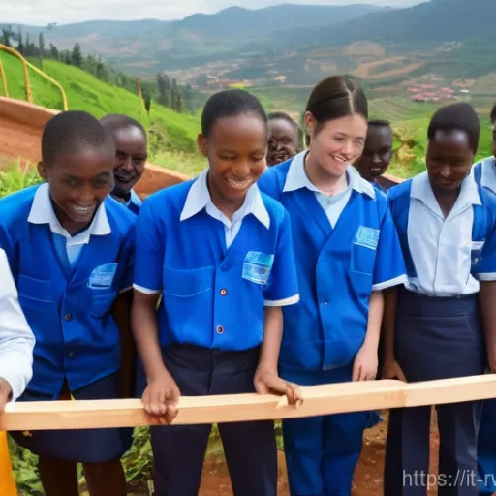 르완다와 일본의 관계 - **"A vibrant and bustling scene illustrating the collaboration between Rwanda and Japan in infrastru...