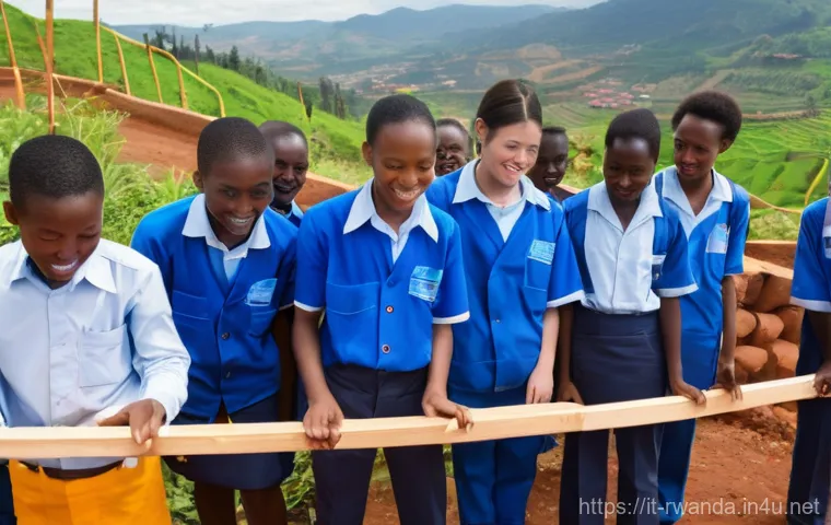 르완다와 일본의 관계 - **"A vibrant and bustling scene illustrating the collaboration between Rwanda and Japan in infrastru...