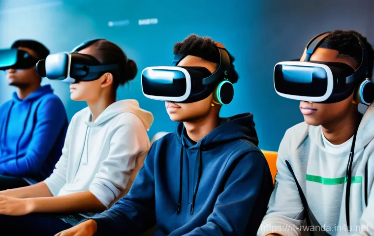 르완다의 인터넷 환경 - **Prompt 1: Future of Learning**
A diverse group of cheerful teenagers, aged 15-17, are actively...
