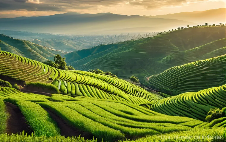 르완다와 우간다 비교 - **Prompt for Rwandan Landscape: "The Resilient Emerald Hills"**
"An aerial, breathtaking panoram...