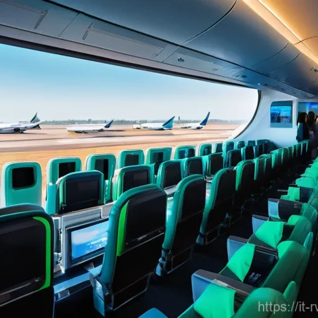 르완다의 항공 정책 - The interior features sleek black leather seats with green accents, and subtle Rwandan-inspired patt...