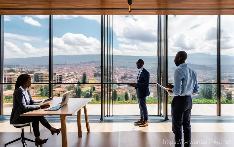 르완다의 국제 무역 현황 - **Prompt 1: Kigali Innovation Hub**
    "A vibrant, wide-angle shot of a modern, multi-story tech in...