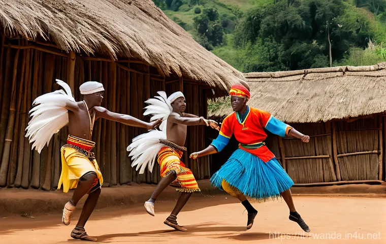르완다 민속 음악의 사회적 영향 - **Prompt: The Heartbeat of Rwanda: Gakondo Musicians**

    "A vibrant, eye-level full shot of a gro...