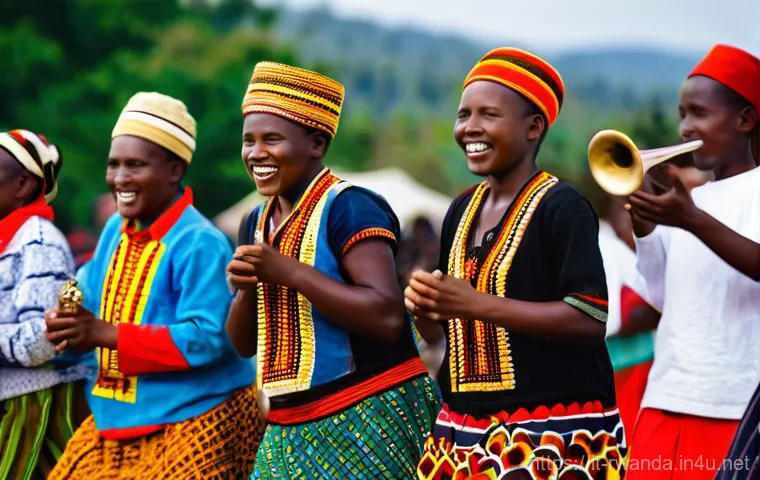 르완다 민속 음악 축제의 성공 요인 - **Vibrant Rwandan Folk Performance:** A lively outdoor scene at a Rwandan folk music festival. An ol... 르완다 민속 음악 축제의 성공 요인 - **Vibrant Rwandan Folk Performance:** A lively outdoor scene at a Rwandan folk music festival. An ol...