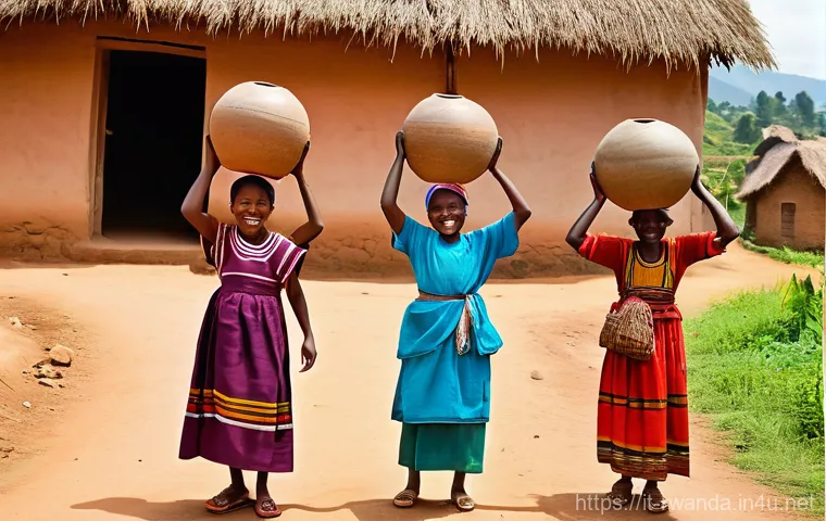 르완다 민속 마을 체험 - **Prompt 1: A Warm Rwandan Welcome in a Traditional Village**
"An immersive, wide-angle shot of ...
