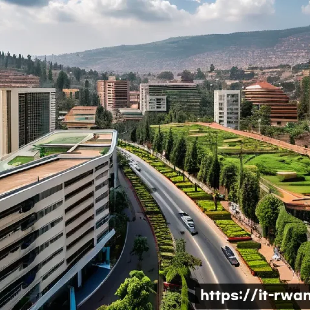 르완다의 부동산 시장 - A dynamic, wide-angle shot of Kigali's modern city center in Rwanda, reflecting its reputation as th...