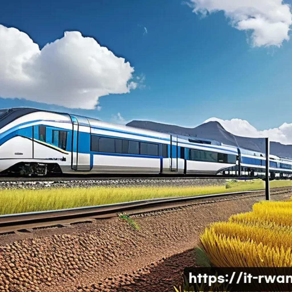 르완다의 철도 프로젝트 - **Prompt 1: "A futuristic Standard Gauge Railway (SGR) train smoothly traversing a vibrant East Afri...
