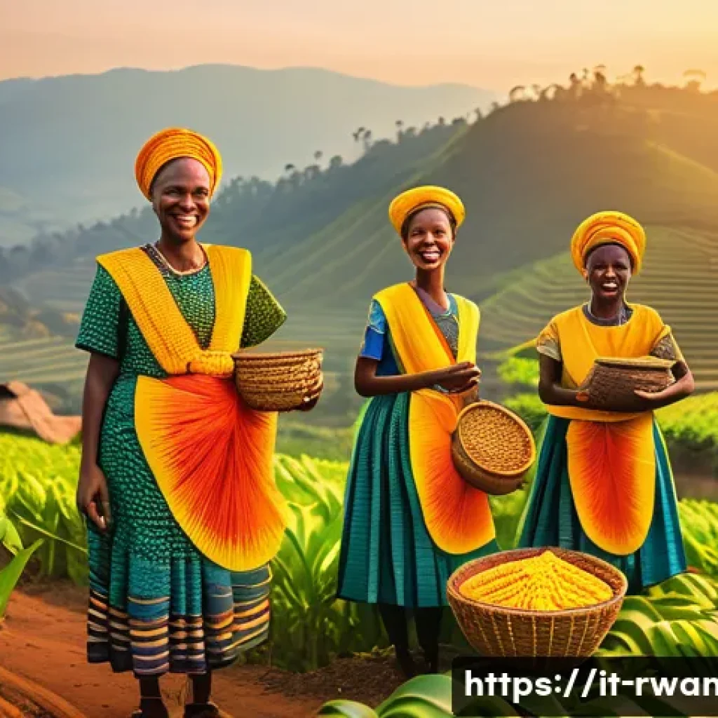 르완다와 말라위 비교 - A vibrant traditional Rwandan Umuganura harvest festival scene at sunset, featuring diverse communit...