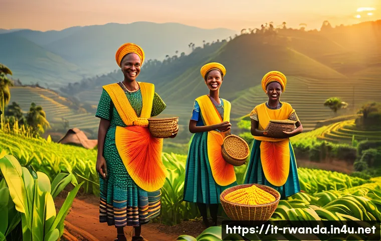 르완다와 말라위 비교 - A vibrant traditional Rwandan Umuganura harvest festival scene at sunset, featuring diverse communit...