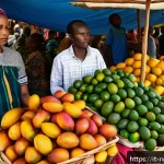 Home 22 키갈리 시내 투어 - A vibrant and bustling traditional market scene in Kigali’s Kimironko Market during early morning ho...